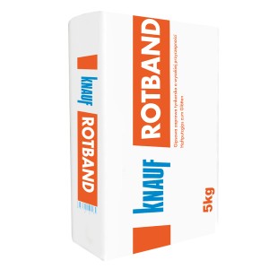 Worek tynku Knauf Rotband, 5kg, do użytku wewnętrznego. Gipsowy tynk do gładkich ścian.
