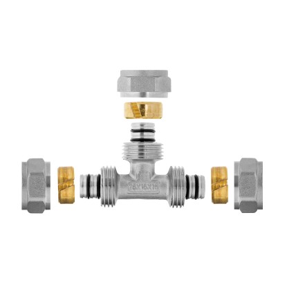 Invena Trójnik równoprzelotowy 20mm x 20mm x 20mm x 2- wkład aluminiowy