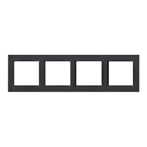 Czarna ramka t.b.t. na cztery włączniki/gniazdka.