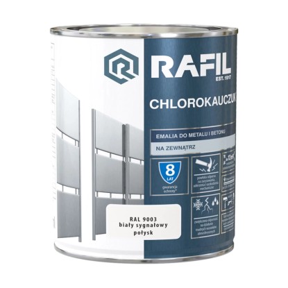 Rafil Chlorokauczuk do metalu i betonu 0,75L biały sygnałowy RAL9003