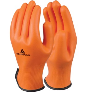 Pomarańczowe rękawice ogrodowe t.b.t. do prac w ogrodzie.