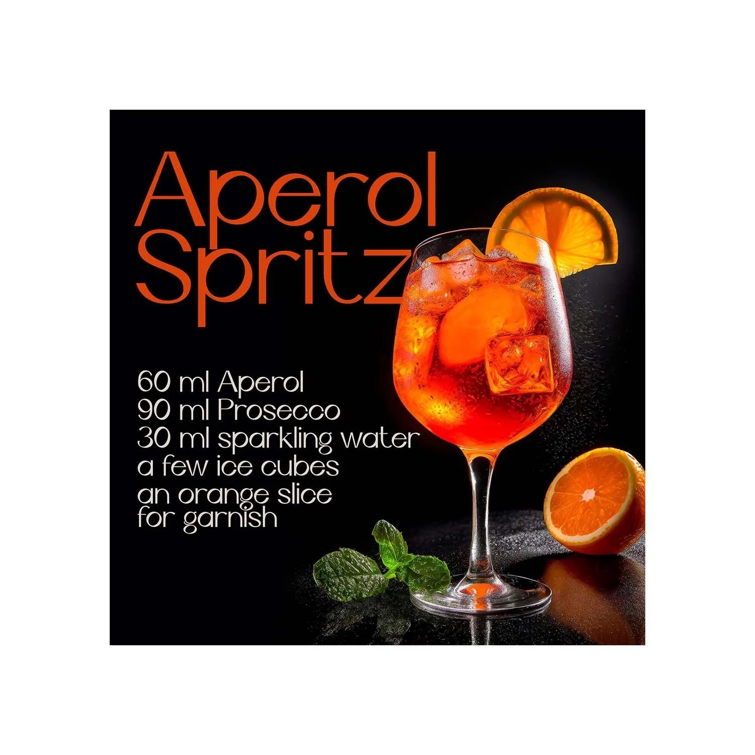 STYLER Obraz Glasspic APEROL RECIPE GL520 30 x 30 cm