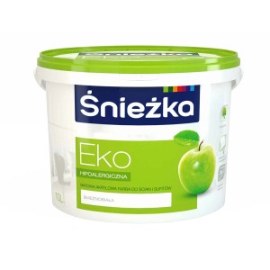 Wiadro białej farby do ścian Śnieżka Eko, 10L, hipoalergiczna i ekologiczna.