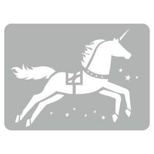 Szary szablon ścienny z motywem jednorożca do kreatywnej dekoracji ścian.