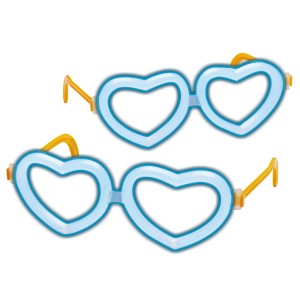 Świetliki GLOW STICKS 2 x okulary serca niebieskie