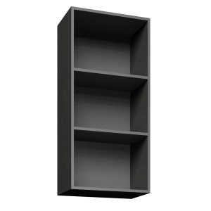 Szara szafka wisząca / regał t.b.t. z trzema przegródkami do przechowywania.