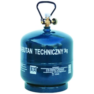Niebieska butla gazowa 3 kg do kuchenek i grilli kempingowych.