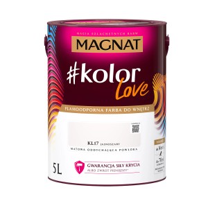 Wiadro z farbą Magnat #kolor Love, KL17 Jasnoszary, matowa, oddychająca farba do ścian wewnętrznych, 5L.