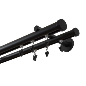 Santim Karnisz szynowy aluminiowy podwójny 300 cm fi 28mm  czarny mat