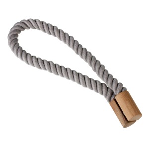 t.b.t. podwiązka do zasłon z szarego sznura z drewnianymi końcówkami.