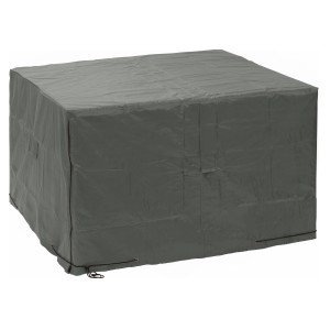 Szary pokrowiec na meble ogrodowe, 130x122x76 cm, z zamkami błyskawicznymi i sznurkiem.