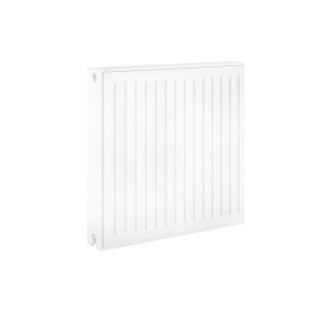 Biały grzejnik t.b.t. do montażu na ścianie.