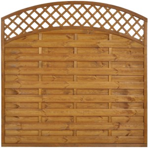 Drewniany panel ogrodzeniowy z kratką, idealny do ogrodu.