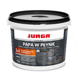 Wiadro płynnego bitumu Jurga do papy bitumicznej, betonu, blachy, drewna, dachówki, antracyt, 4 kg.