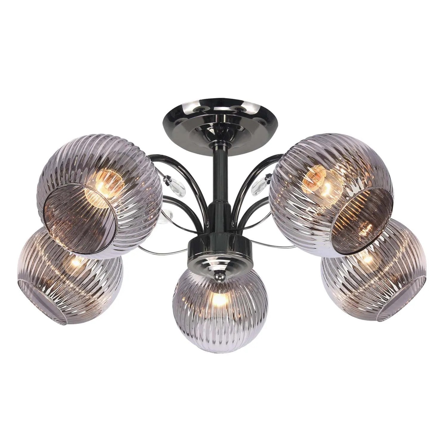 Candellux Lampa sufitowa CROMAT czarna perłowa 5xE27 40W klosz grafitowy