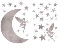 Naklejka na ścianę z brokatem WRÓŻKI srebrna 45 cm x 65 cm 2 szt. Naklejka na ścianę z brokatem WRÓŻKI srebrna 45 cm x 65 cm 2 szt.