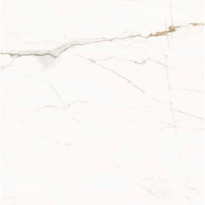 Biała płytka podłogowa z efektem marmuru i delikatnymi szarymi żyłkami.