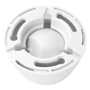 Białe urządzenie monitorujące t.b.t. o okrągłym kształcie z wycięciami.