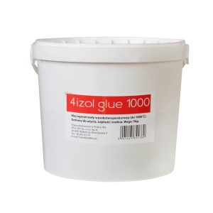 Wiadro z klejem żaroodpornym 4izol glue 1000 do akcesoriów kominkowych.