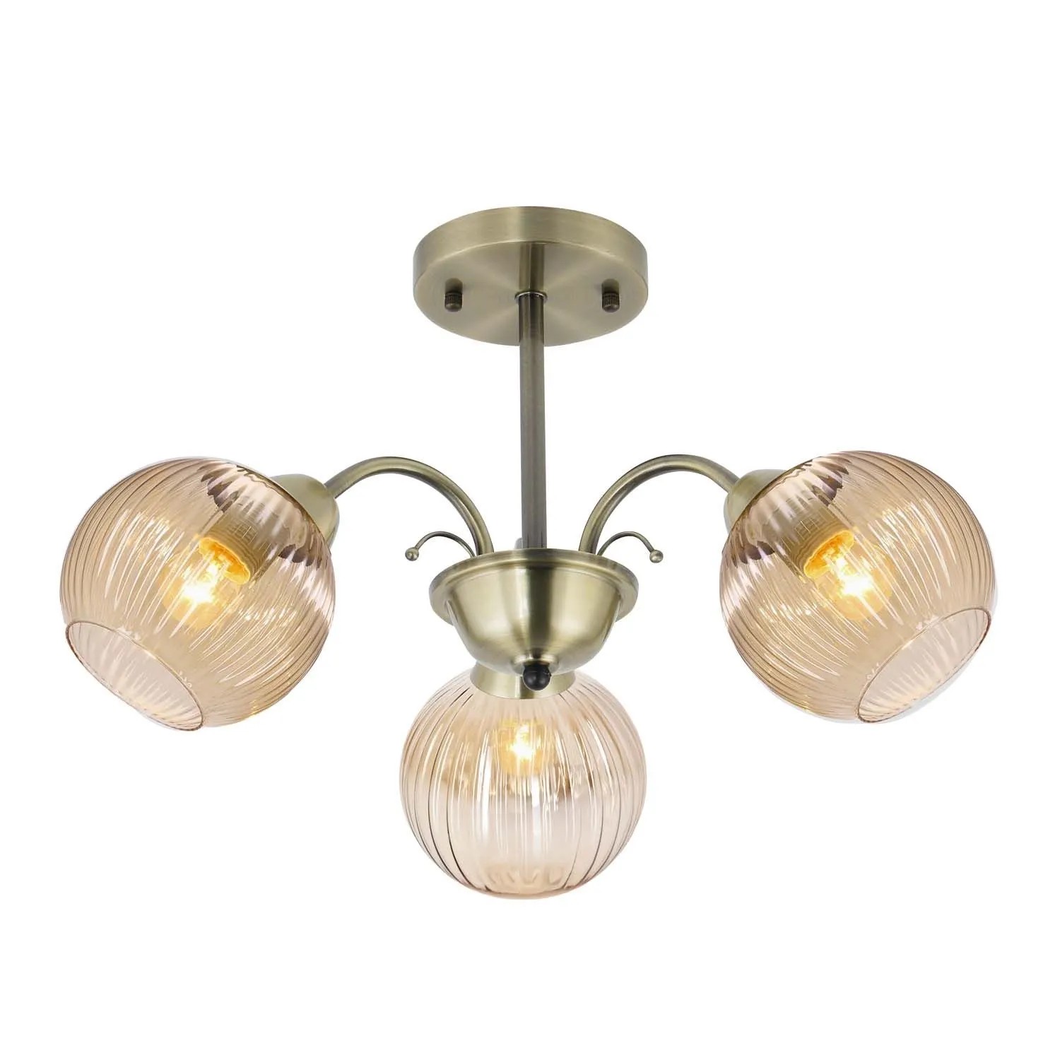Candellux Lampa wisząca PASCAL platynowa 3xE27 40W klosz bursztynowy
