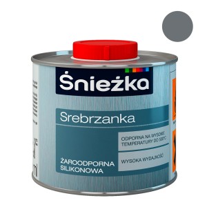 Puszka Sniezka Srebrzanka, żaroodporna farba do metalu, kolor srebrny.
