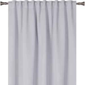 Szara zasłona t.b.t. z taśmą marszczącą.
