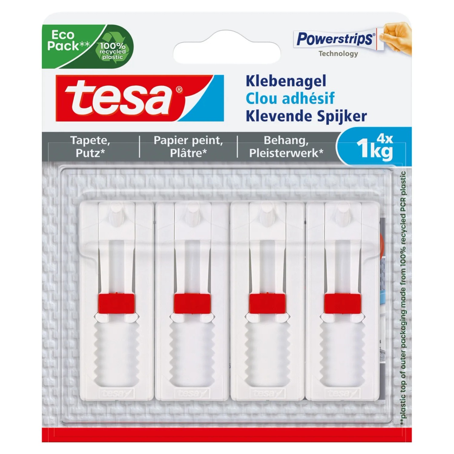 Tesa Gwóźdź regulowany samoprzylepny tapeta tynk 4 szt.