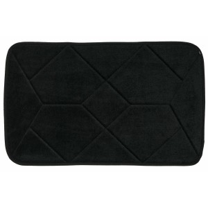 Czarna mata łazienkowa z geometrycznym wzorem, pasująca do Dywaniki i maty łazienkowe.