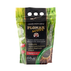Opakowanie nawozu do trawników Plonar Active, ekologiczny, dla gęstego, zielonego trawnika.