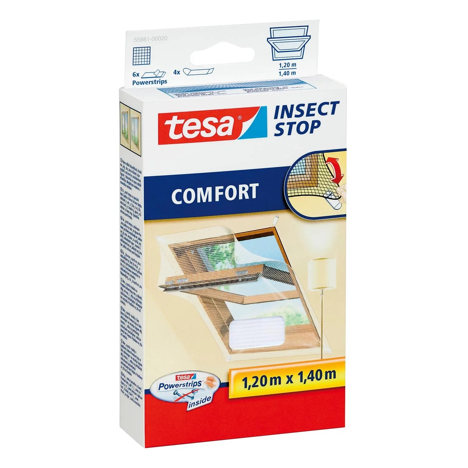 Tesa Moskitiera na okno dachowe Comfort biała - 120 x 140 cm