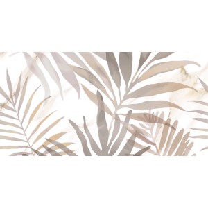 Płytka dekoracyjna z abstrakcyjnym wzorem liści palmowych w odcieniach beżu i szarości.