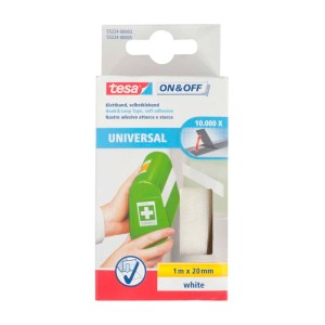 Opakowanie Tesa® On & Off Uniwersalny rzep, 1 m x 20 mm, biały.