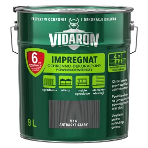 VIDARON Impregnat do drewna, antracytowy szary, puszka 9L. Grunt do drewna do użytku zewnętrznego.