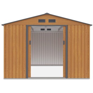 Domek ogrodowy metalowy Hudson Oak Grey - 277x319 cm, wys. 202 cm