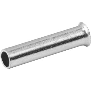Zbliżenie srebrnej tulejki kablowej 1 mm² do kabli, zestaw 100 sztuk.