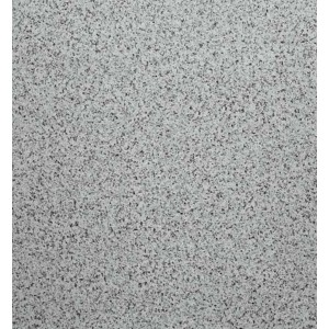 Szara wykładzina podłogowa PCV z drobną, nakrapianą teksturą.