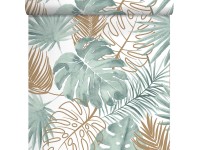 Tapeta winylowa na flizelinie MONSTERA beżowo-morska