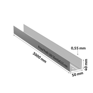 Profil Knauf UW 50x40x0,55 mm, długość 3000 mm, do konstrukcji ramowych.