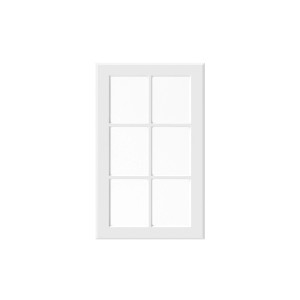 Białe drzwi do szafki kuchennej t.b.t. z sześcioma panelami do kuchni modułowych.