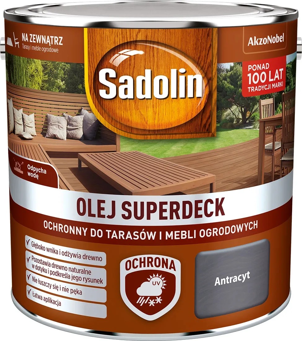 Sadolin Superdeck Olej do tarasów i mebli ogrodowych antracyt 2,5L