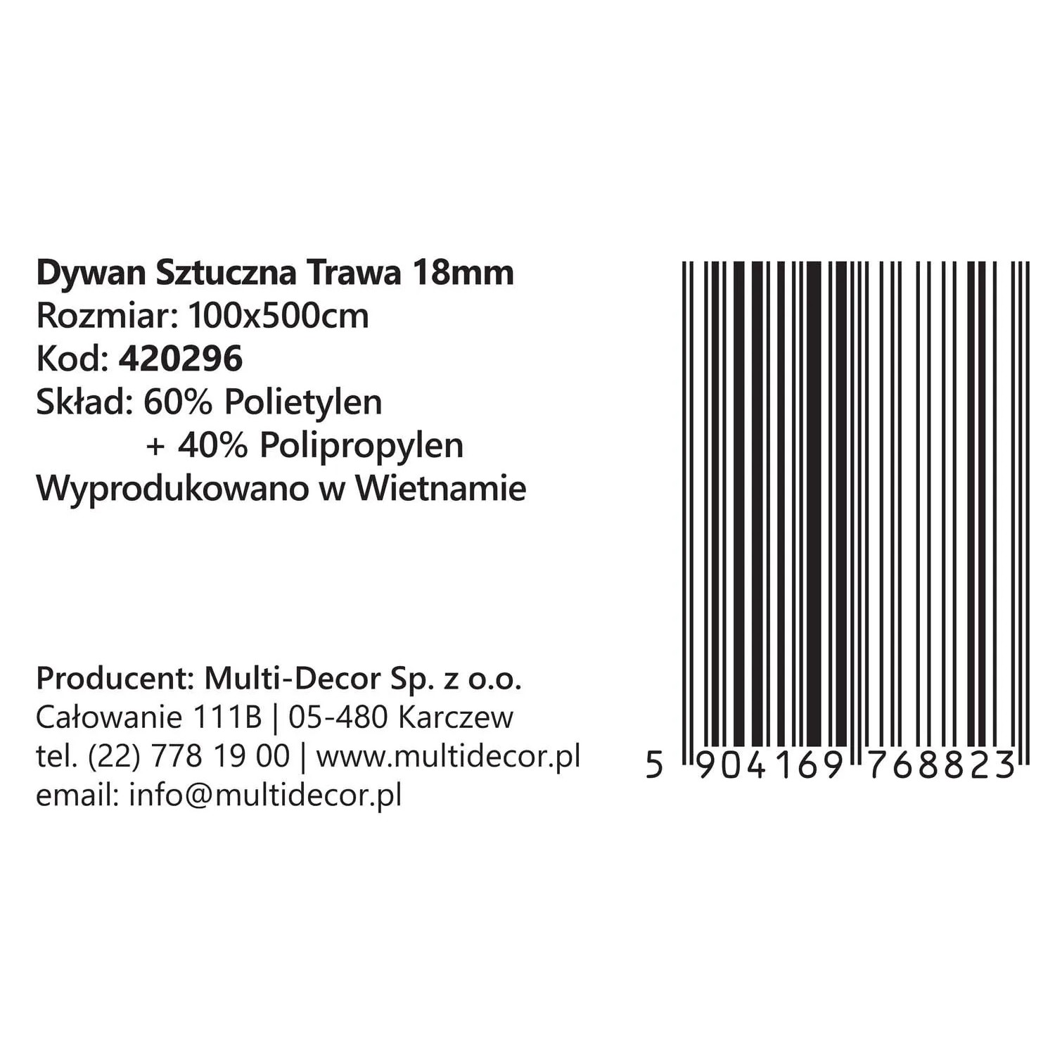 Multidecor Sztuczna trawa w rolce 1 x 5 m wys. 18 mm_4