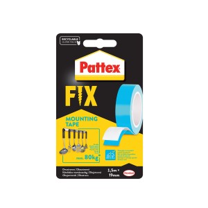 Taśma montażowa Pattex Fix, niebieska, 1,5 m x 19 mm, udźwig do 80 kg.