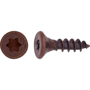 Wkręt do płyty wiórowej z łbem stożkowym, napęd TX, Ø 3x12 mm, 25 sztuk, stal oksydowana.