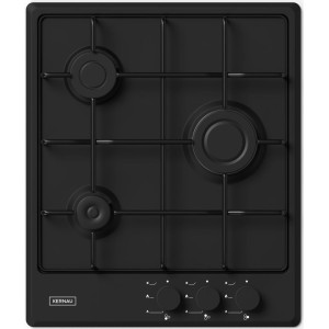 Czarna płyta kuchenna z trzema palnikami t.b.t.