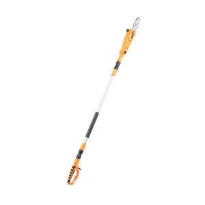 Żółta pilarka wysięgnikowa t.b.t. do przycinania drzew w ogrodzie.