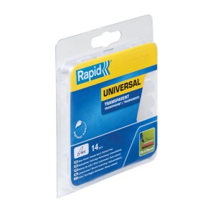 Rapid Universal wkłady klejowe, transparentne, 14 sztuk, do pistoletów do klejenia na gorąco.