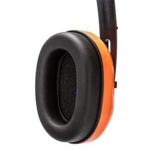 Pomarańczowe nauszniki ochronne t.b.t. do głośnych miejsc.