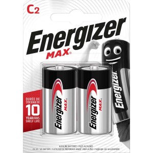 Bateria Energizer Max C2, opakowanie 2 szt. Baterie alkaliczne do urządzeń o dużym poborze mocy.