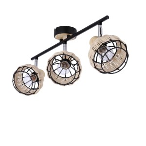 Candellux lampa sufitowa TAJGA listwa 3xE14 40W czerń+drewno