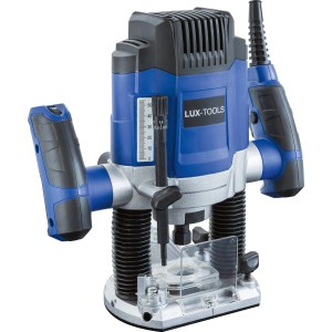 Frezarka górnowrzecionowa LUX OF-1200 A, niebiesko-czarna frezarka elektryczna do precyzyjnej obróbki drewna.